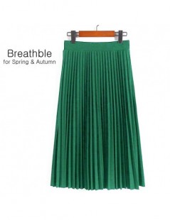 Skirts Spring Autumn Fashion Women's High Waist Pleated Solid Color Half Length Elastic Skirt Promotions Lady Black Pink - Ja...
