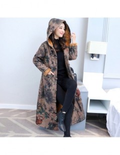 Parkas Winter National Style Coat Women's Long Plus Velvet Thickening Chinese Style Button Buckle Retro Hooded Female Warm Co...