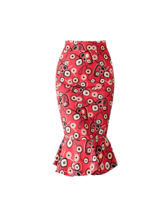 Skirts Women Vintage Print Skirt 2019 Spring Summer Trumpet Skirt High Waist Package Hip Midi Skirt Ladies Casual Slim Skirts...