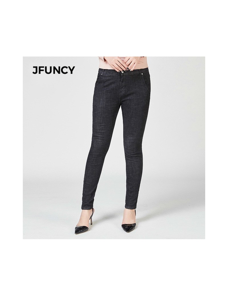 2019 New Plus Size Jeans Women Denim Skinny Pants High Waist Stretch Jeans Slim Pencil Trousers - Black - 4U3097936008-1