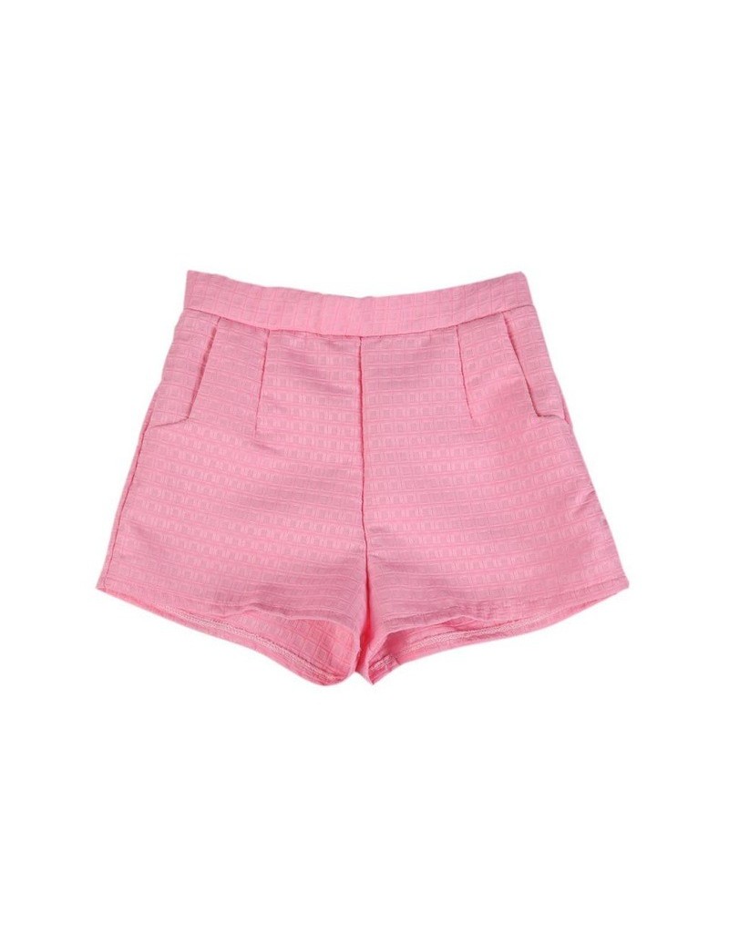 Shorts Casual Women Shorts Crochet shorts Europe Plaid Shorts High-waisted Shorts Plus Size - Pink - 4N3071370383-2 $20.62