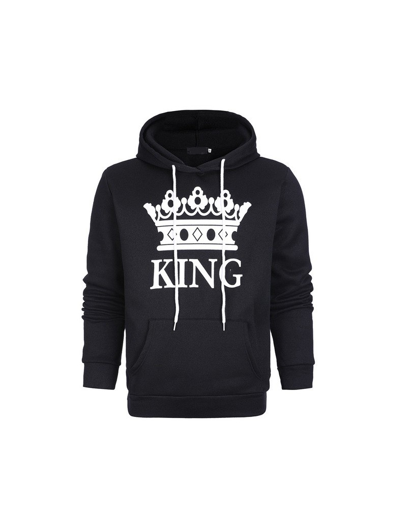 QUEEN KING Print Hooded Long Sleeve Couple Top Fashion New Style Letter Women T-Shirt Casual Long Sleeve Shirt Women - as pi...