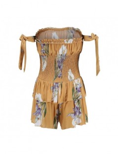 Rompers Women Jumpsuit Fashion Off Shoulder Rompers Summer Floral Print Boho Beach Playsuit - Orange - 32982173414 $10.13