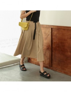 Skirts Summer New 2019 Women Skirts Solid Color Cotton Casual Ladies Skirts Elastic Waist Fashion Wild Skirts Female - black ...
