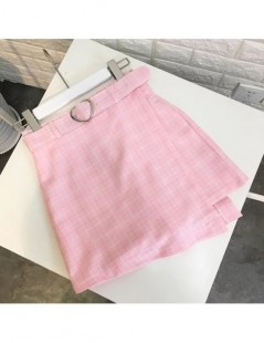 Skirts Summer New Ladies A-line Skirts Women Plaid Slim New Korean Fashion Belt Above Knee Mini Skirts Empire Shorts Skirts p...