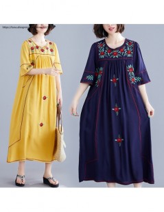 Dresses Women Maxi long dress summer womens clothing Vintage Floral Embroidery Girl Dresses plus size Tops vestido casual muj...