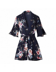 Rompers 2018 Bohemian Floral Print Deep V Neck Women Playsuits Rompers Summer Beach Sexy Short Jumpsuit Sashes Overalls 3 col...
