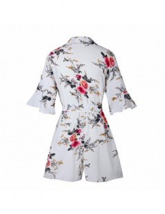 Rompers 2018 Bohemian Floral Print Deep V Neck Women Playsuits Rompers Summer Beach Sexy Short Jumpsuit Sashes Overalls 3 col...
