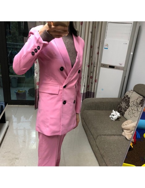Pant Suits Pink Sexy V Neck Suit Jacket Women Fashion Long Sleeve Suit Women Elegant Tailored Collar Jacket Suits Female Ladi...