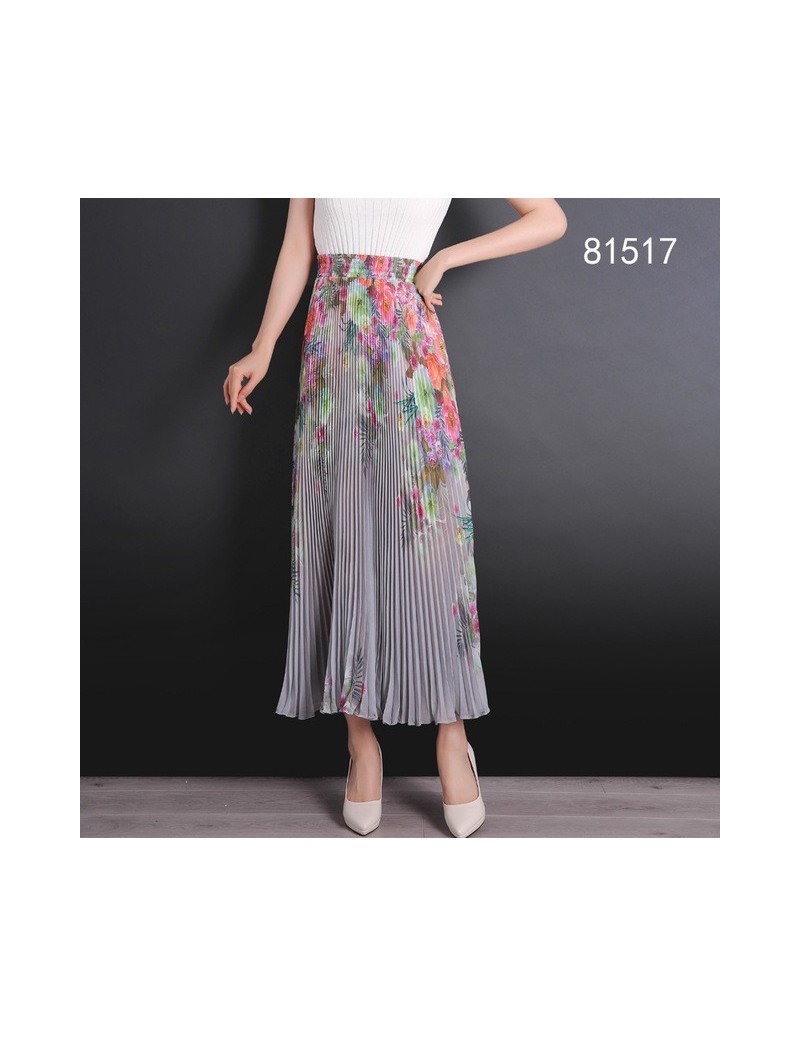Skirts Casual Accordion Pleated Skirts Womens Spring Summer 2018 New Fashion Chiffon Long Skirt Elastic High Waist Skirt Wome...