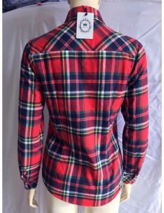 Blouses & Shirts Women Winter Velvet Thick Keep Warm Plaid Cotton Blouse Long Sleeve Turn-down Collar Pocket 2018 Women Casua...