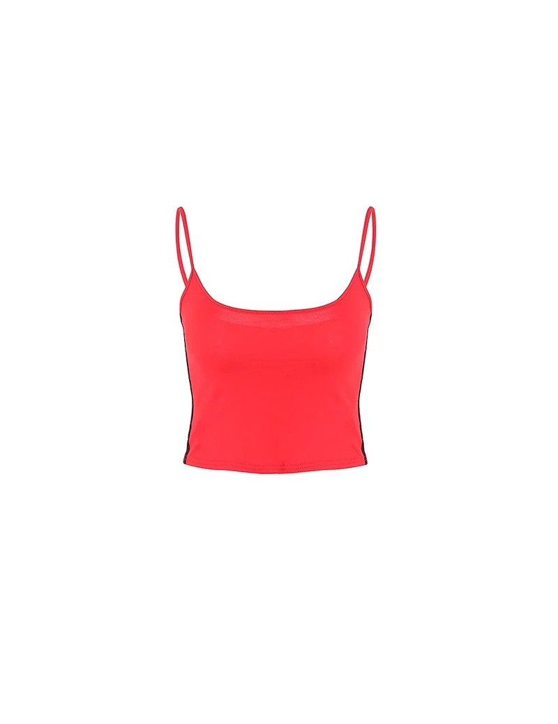 Camis 2018 Summer Cool Girls Camis Women Fashion Sleeveless Basic Tank Tops Sexy Short Ribbed Tee Cropped Bustier Top - red1 ...