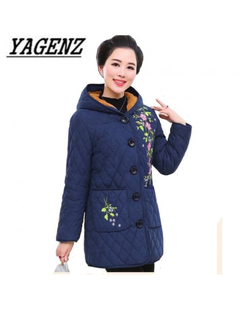 Parkas Oversized Women's Winter Hooded Embroidered Jacket Coats Middle-aged Plus Velvet Loose Cotton Outerwear Warm Ladies Ja...