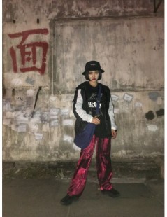 Pants & Capris 2018 Chinese style hiphop punk Fairview dragon embroidery satin pants wide leg pants loose pantalon femme trou...