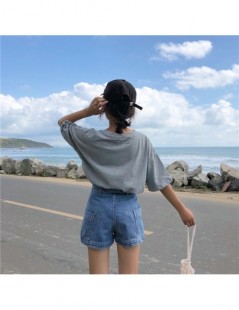 New 2019 Black White And Blue Denim Shorts Women With Belt Street Style ...