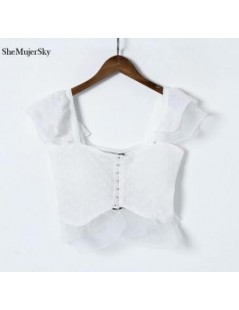 Tank Tops White Crochet Buckle Crop Top Women Lace Embroidery Summer Tank Tops chemise femme nouveau 2019 - white tops - 4E41...