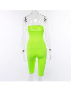 Rompers New Arrival 2019 Summer Neon Green Jumpsuit Women Fashion Off Shoulder Strapless Backless Playsuit Female Cut Out Clo...
