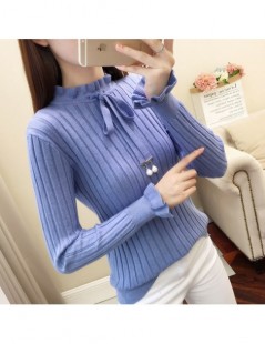 Pullovers Casual Spring Slim Sweater Winter Knitted Sweater New Lace Up Flare Long Sleeve Ruffle Knitting Pullover Women Swea...