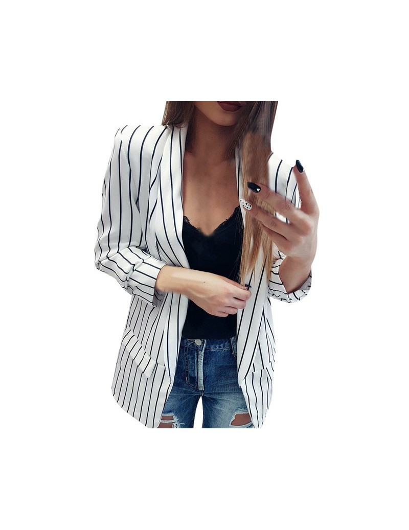 Blazers Autumn Women Solid Blazers Coat Long Sleeve Female Blazers And Jackets Vertical Stripes Casual Business Suit Cardigan...