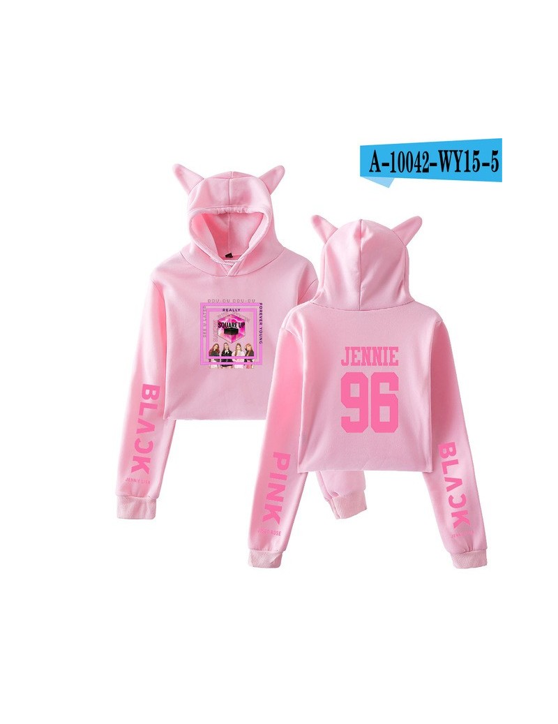kpop 2018 Blackpink kpop oversized hoodies sweatshirts Black pink Jennie cotton long sleeve Crop Top hit hop clothes Plus Si...