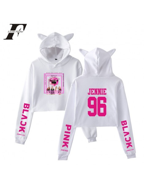 Hoodies & Sweatshirts kpop 2018 Blackpink kpop oversized hoodies sweatshirts Black pink Jennie cotton long sleeve Crop Top hi...