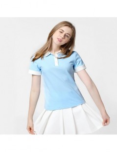Polo Shirts 2018 polo shirt small fresh summer students paragraph clothes cotton cute short-sleeved Z181 - white - 4O39825001...