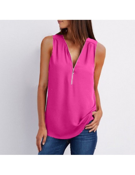 Blouses & Shirts Autumn Tops For Women 2019 Casual V-neck Blouse Women Top And Blouses Blusa Feminina Solid Sleeveless Black ...