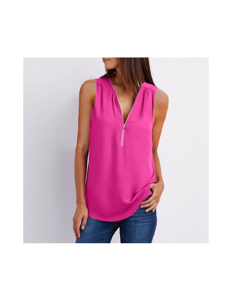 Autumn Tops For Women 2019 Casual V-neck Blouse Women Top And Blouses Blusa Feminina Solid Sleeveless Black Blouse Shirt - R...