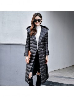 Down Coats 2018 Down Jacket Female Vintage A line Overcoat Ultralight Winter Down Coat Women Long Warm Parka With Belt Plus s...