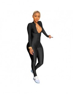 Jumpsuits Long Sleeve Rompers Womens Jumpsuit Spring Turtleneck Zipper Skinny Women Workout Jumpsuits Spandex Sexy Female Ove...