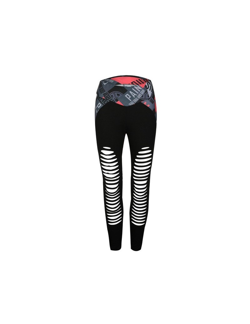 Fashion Patchwork Sexy Hollow Out Printed Women Leggings Summer Breathable Dry Quick Sporting Fitness Leggings - Printed - 4...