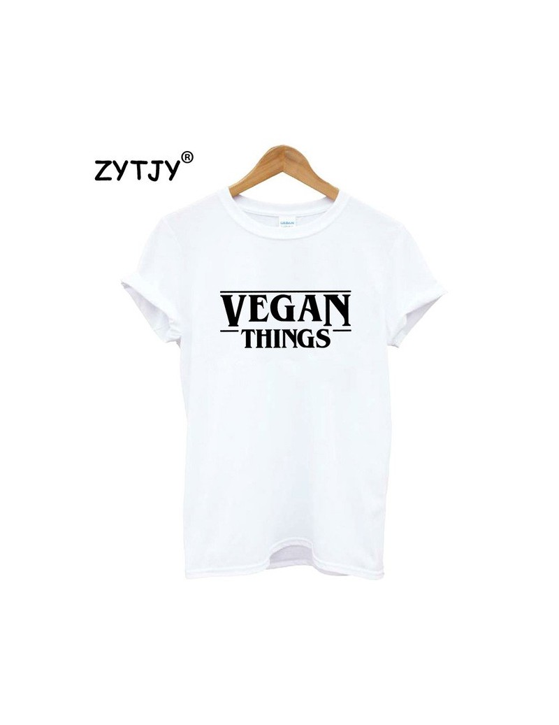 VEGAN THINGS Letters Print Women tshirt Cotton Casual Funny t shirt For Lady Girl Top Tee Hipster Drop Ship S-21 - White - 4...