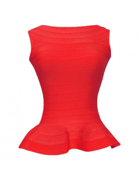 Tank Tops Peplum Ruffle Long Bandage Top Vest Wholesale White Sexy Bodycon Women's Sleeveless 2019 Newest - Red - 4D389385107...