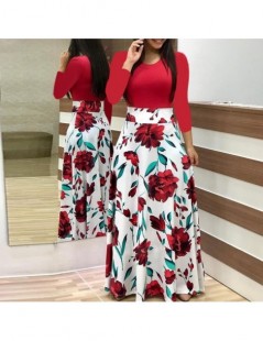 Dresses Summer Autumn Ladies Sexy Party Dress Slim Flower Printed Long-Sleeved Plus Size Long Dress - P - 4T3057705228-2 $14.20