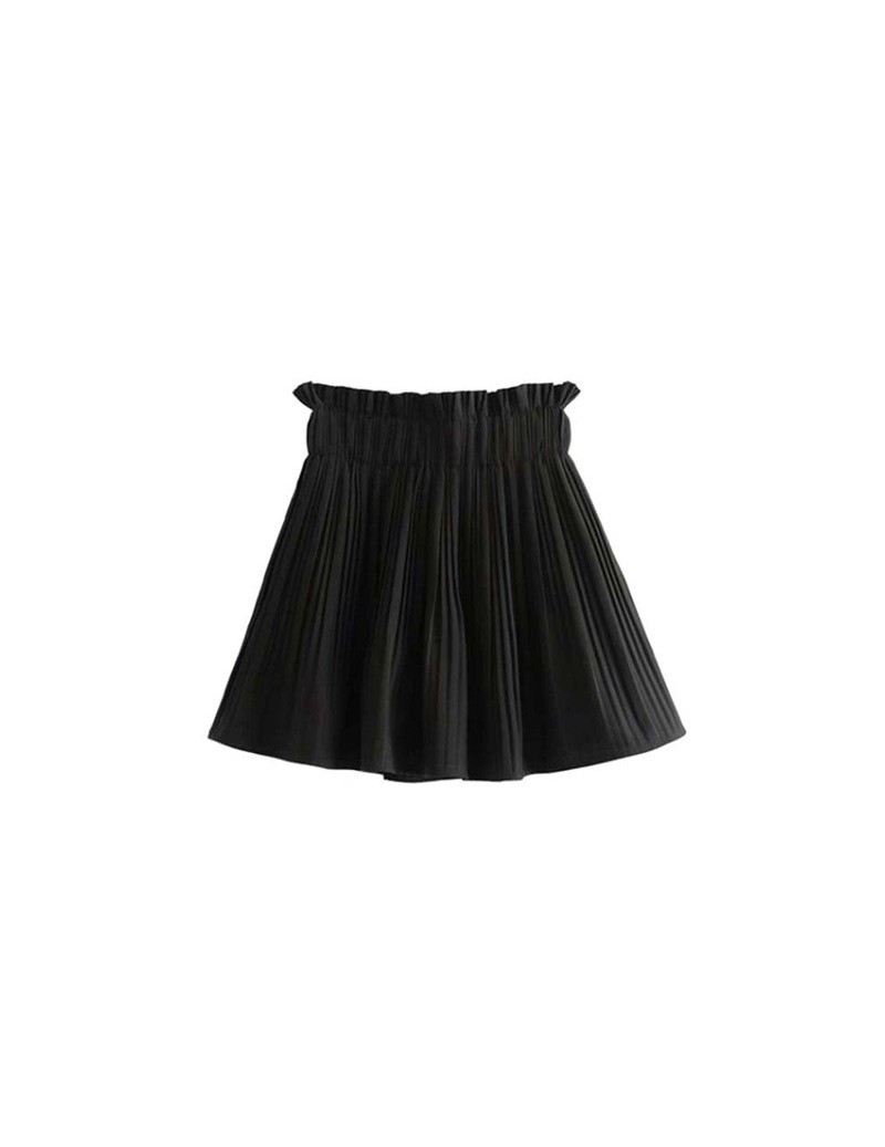 Shorts women vintage plaid pleated shorts skirts Houndstooth elastic paperbag waist ladies casual shorts pantalones cortos BA...