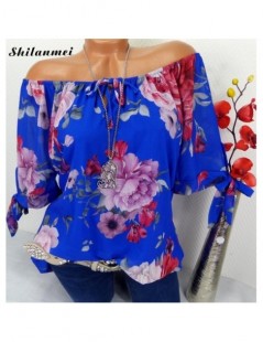 Blouses & Shirts 2019 Summer Plus Size 5xl 4xl Women Blouses Ladies Short Sleeve Floral Print Shirt Off Shoulder Causal Top B...