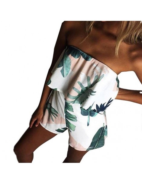 Rompers Hot Sale Spring Summer Women Jumpsuits V-neck Flounces Striped Print Loose Rompers Sexy Short Overalls Jumpsuit Femal...