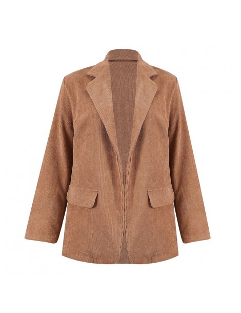 Blazers 2018 Autumn Women Blazer Jacket Ladies Open Front Business Blazer Corduroy Slim Suit Jacket Coat for Female - Red - 4...