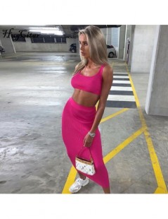 Women's Sets spaghetti straps crop tops skirt 2 pieces sets 2019 summer women neon green solid party streetwear female slim e...