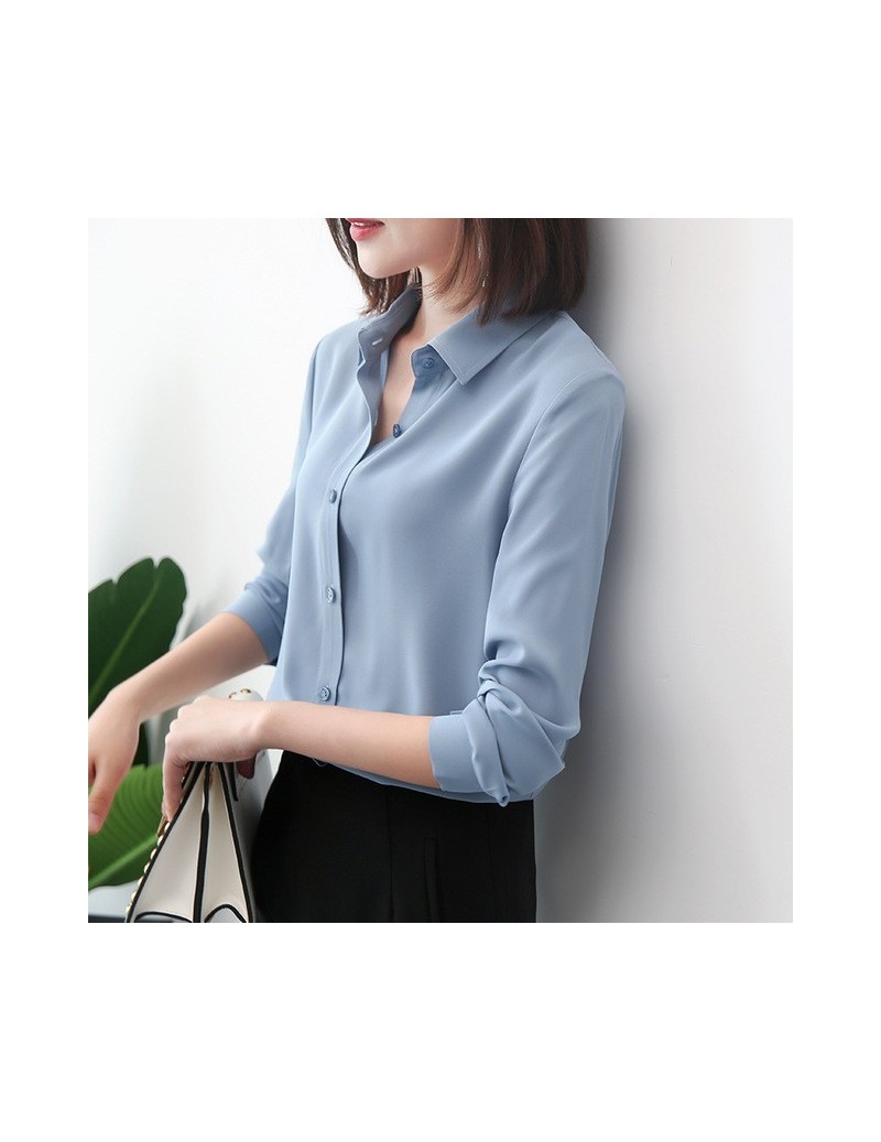 Blouses & Shirts 2018 spring new hot solid color lapel long sleeve shirts Plus Size shirt chiffon blouse shirt women's casual...