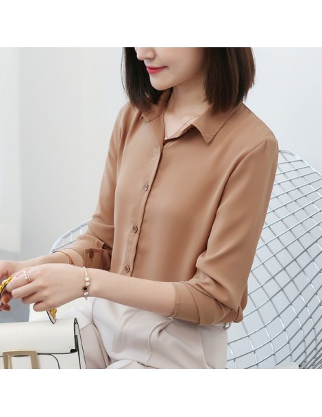 Blouses & Shirts 2018 Hot Sale Women Shirts Blouses Long Sleeve Turn-Down Collar Solid Ladies Chiffon Blouse Tops OL Office S...