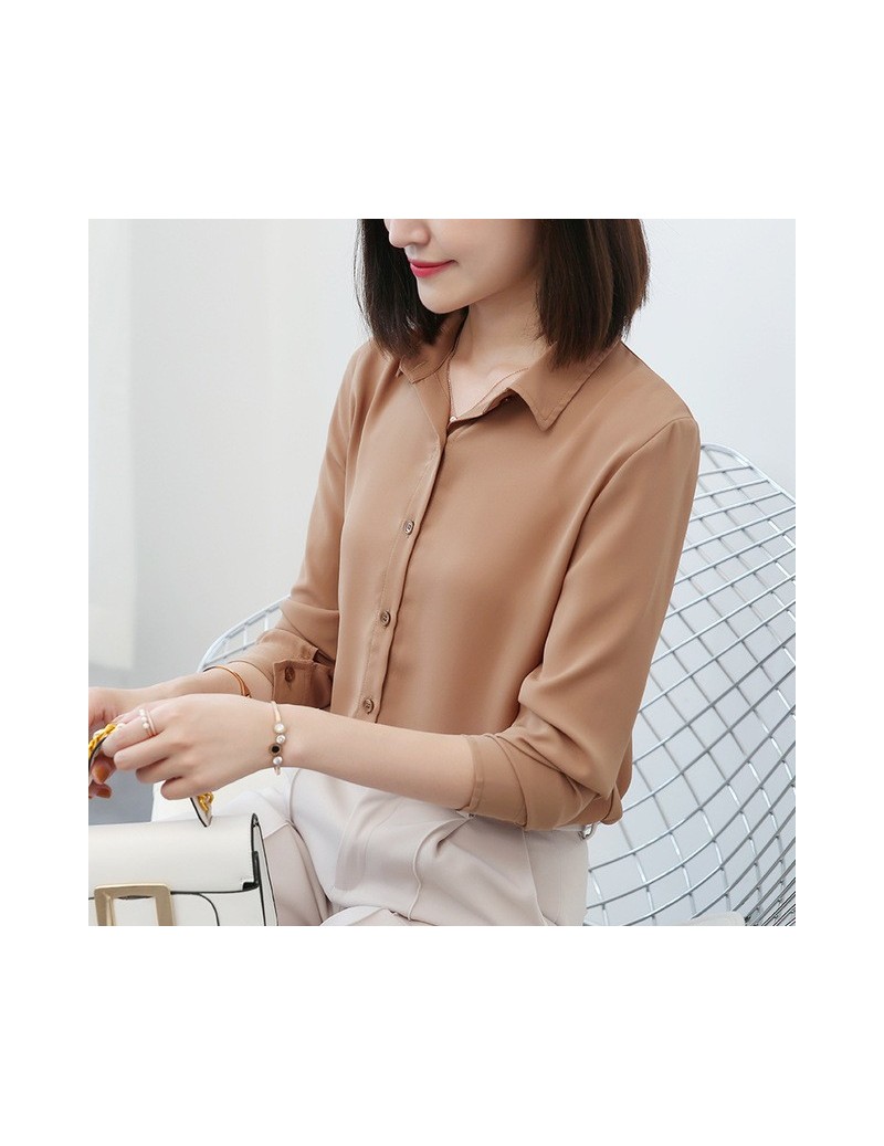 2018 Hot Sale Women Shirts Blouses Long Sleeve Turn-Down Collar Solid Ladies Chiffon Blouse Tops OL Office Style Chemise Fem...