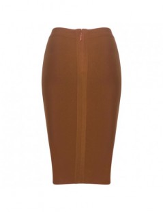 Skirts Brown Color Office Lady Pencil Bandage Skirt Empire Plus Size Knee Length Skirt Wholesale XL - YELLOW - 483064218950-9...