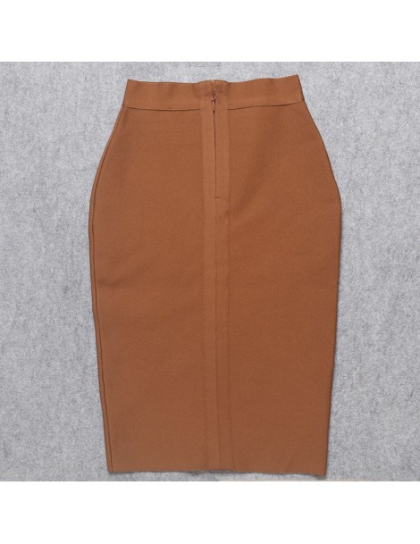 Skirts Brown Color Office Lady Pencil Bandage Skirt Empire Plus Size Knee Length Skirt Wholesale XL - YELLOW - 483064218950-9...