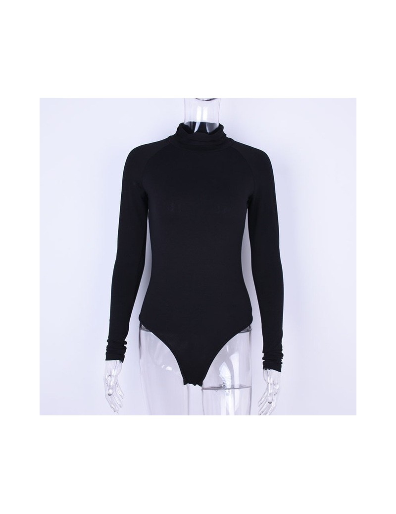 2019 New Womens Clothing Cotton All Base Match Long Sleeve Turtleneck Bodysuits Solid Playsuits For Female - Black - 4000083...