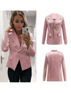 Blazers Spring Ladies Blazers 2019 Fashion Double Breasted Slim Blazer Women Suit Jacket Pink Female Plus Size Blazer Femme O...