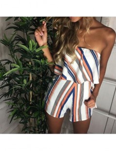 Rompers Women Plus size Off Shoulder Print Beach Jumpsuit Romper Sleeveless Short Overalls Sexy Backless Summer Playsuit - 02...