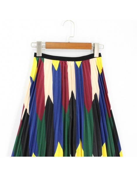 Skirts 2019 Summer Long Pleated Skirt High Elasticity Cartoon Women's Skirt Printing Midi Jupe Femme Plus Size Green Skirt - ...