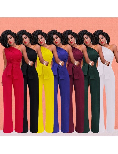 Jumpsuits Women Jumpsuit One Shoulder Sleeveless with Waist Belt 2019 Summer Fashion New Casual Trousers Zipper Back Female S...