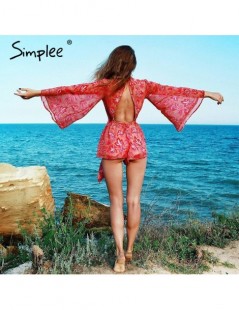 Rompers Backless lace up floral women jumpsuit romper 2018 female Print bodysuit sexy summer overalls playsuit catsuit leotar...
